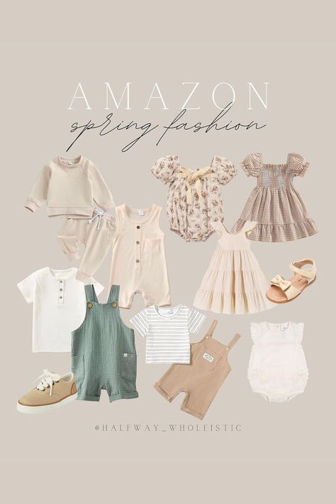 Whether you're looking for clothes for a toddler boy or a toddler girl, Halfway Wholeistic has you covered with these cute neutral spring outfit ideas from Amazon. Follow for more Amazon fashion for kids and affordable toddler clothes. Summer Outfits Amazon, Outfit Ideas From Amazon, Neutral Spring Outfit, Halfway Wholeistic, Spring Outfit Ideas, Fashion For Kids, Girls Summer Outfits, Casual Chic Outfit