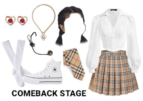 White Converse Platform, School Concept, Headset Microphone, Converse Platform, Idol Outfit, White Converse, Outfit Maker, Outfit Shoplook, Stage Outfits