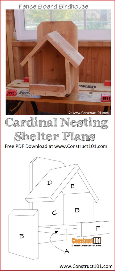 Cardinal Bird House Plans, Cardinal Bird House, Birdhouse Plans, Bird House Plans Free, Bird Feeder Plans, Planter Box Plans, Homemade Bird Houses, Bird Houses Ideas Diy, Bird House Feeder