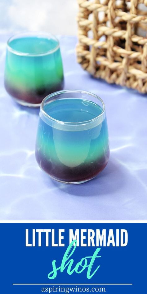 Little Mermaid Cocktail | Mocktail Recipe | Rum Cocktail | Mermaid Cocktail | Mermaid Mocktail | Mermaid Party Ideas | Layered Shot | Layered Cocktail | #cocktail #littlemermaid #mermaidparty #layeredshot Mermaid Drink Alcohol, Under The Sea Alcoholic Drinks, Mermaid Water Mocktail, Mermaid Drinks Kids, Tipsy Mermaid Cocktail, Mermaid Drink, Light Cocktails, Cocktail Shots, Host Dinner Party