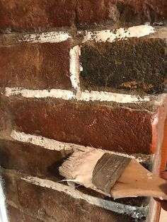 Change Your Brick to Farmhouse Style in a Day Paint Mortar Between Bricks, Lighten Brick Fireplace, Rustic Fireplaces Farmhouse Style, Painted Brick Backsplash, Painting Bricks, Distressed Brick, Faux Brick Backsplash, Lime Wash Brick, German Smear