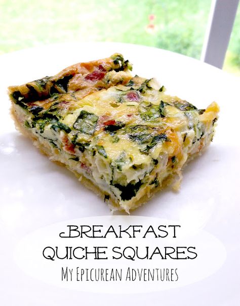 My Epicurean Adventures: Breakfast Quiche Squares Quiche Squares, Spinach Breakfast, Urban Homestead, Spinach Quiche, Breakfast Quiche, Cheese Dishes, Spinach And Cheese, Quiche Recipes, Easter Recipes