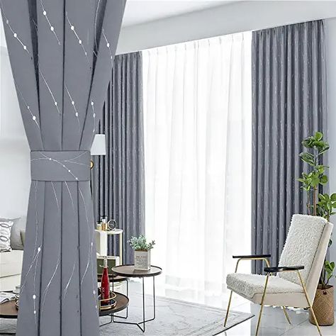 Grey Curtains Bedroom, Grey Curtains Living Room, Dark Grey Curtains, Light Gray Bedroom, Block Out Curtains, Decorative Window Treatments, Grey Blackout Curtains, Curtain For Bedroom, Outdoor Curtains For Patio