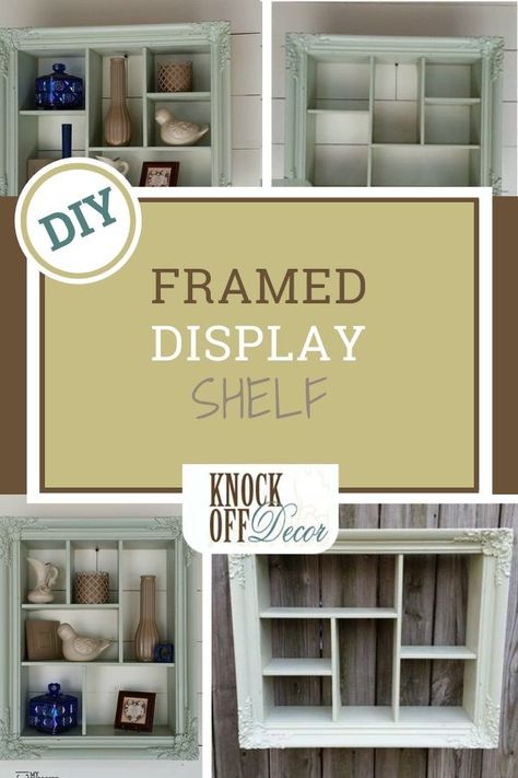 This Large Picture Frame Display Shelf is a DIY  project that will make the perfect place for you to store all of your little keepsakes and decorative items. Find out how you can make this easy   DIY project at KnockOffDecor.com #diyideas #diyhomedecor #diydecor #decorideas #diyprojects Diy Curio Shelf, Diy Collection Display Shelves, Diy Knick Knack Shelf, Picture Frame Storage Racks, Diy Display Shelves, Diy Trinket Shelf, Diy Miniature Display Shelf, Diy Display Shelf, Knick Knack Shelf