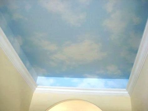 Wall Cloud, Sky Nursery, Cloud Ceiling, Sky Ceiling, Tumblr Bedroom, Ceiling Painting, Blue Ceilings, Ceiling Murals, Ceiling Art