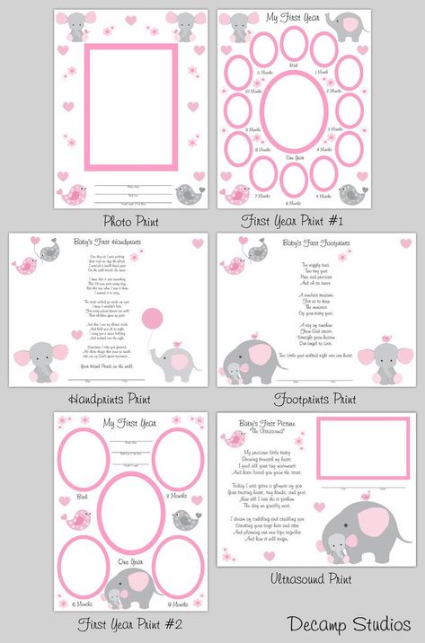 Pregnancy Scrapbook, Baby Book Pages, Elephant Nursery Decor, Baby Scrapbook Pages, Purple Elephant, Memory Album