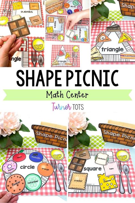 Triangle Snacks Preschool, Sort Activities For Preschool, Math Number Activity For Preschool, Classifying Activities For Preschool, Preschool Picnic Food, Camping Shapes Preschool, Picnic Fine Motor Activities, Picnic For Preschoolers, Fun Shape Activities For Preschool