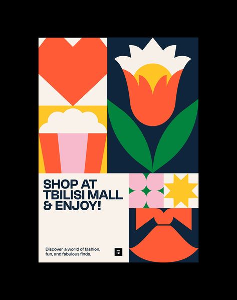 Tbilisi Mall - Graphic Style :: Behance Grid Graphic Design, Geometric Poster Design, Flower Plush, G Logo Design, Recycle Design, Design Grid, Type Of Content, Graphic Design Is My Passion, Summer Fest