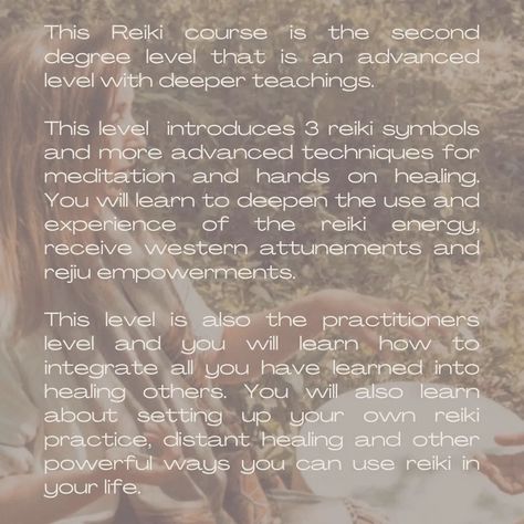 Learn Reiki Level II with me on July 1st & 2nd 12-4pm both days. I have 2 x spaces left for this course This Reiki course is the second-degree level, which is an advanced level with deeper teachings. This level introduces 3 reiki symbols and more advanced techniques for meditation and hands-on healing. You will learn to deepen the use and experience of the reiki energy and receive western attunements and rejiu empowerments. This level is also the practitioners level, and you will learn how ... Reiki Courses, Learn Reiki, Reiki Symbols, July 1st, Healing Hands, Reiki Energy, Reiki, Hands On, Meditation