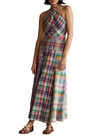 T1WFR Polo Ralph Lauren Plaid Madras Long Halter Dress Pippa Middleton Dress, Madras Dress, Vibrant Dress, Long Halter Dress, Madras Plaid, Inspo Board, Maxi Shirt Dress, Vintage Maxi Dress, Maxi Dress Cotton