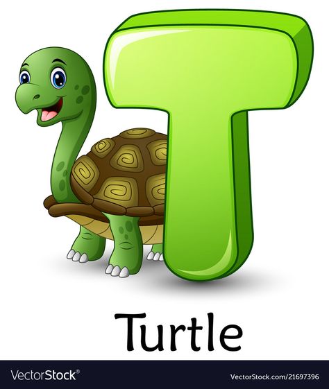 T For Turtle, T Is For Turtle, Alphabet Letters Clipart, Turtle Cartoon, Cartoon Alphabet, Alphabet Letters Images, Alphabet Nursery, Alphabet Pictures, Letter Crafts