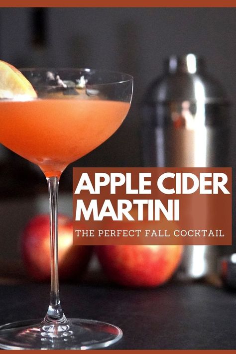 Apple Cider Martini Recipe - Shaken, not Stirred - Very Obsessed Apple Cider Martini Recipe, Cranberry Apple Cider, Apple Cider Martini, Cider Martini, Apple Cider Drink, Christmas Drinks Alcohol Recipes, Cider Cocktail, Apple Cider Cocktail, Fall Cocktails Recipes