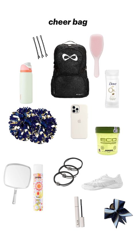 Nfinity Cheer Backpack, Cheer Must Haves, Cheer Bag Essentials, Cheer Essentials, Cheerleading Backpacks, Cheer Tips, Nfinity Cheer, Track Bag, Cheer Practice Outfits