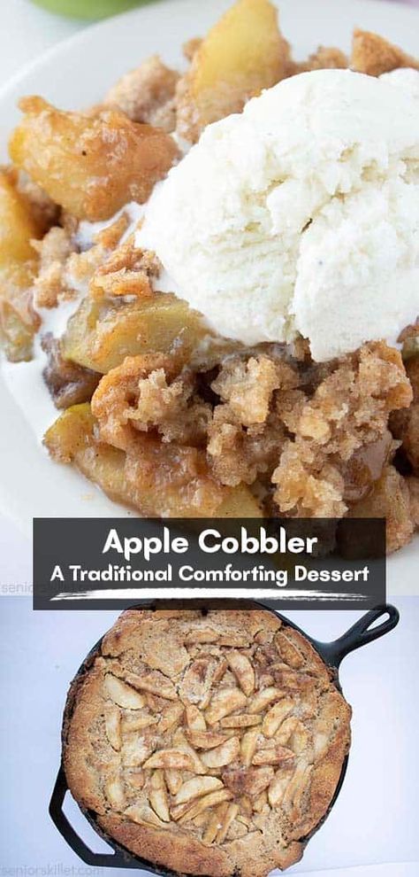 Cast Iron Skillet Apple Cobbler, Cast Iron Skillet Cobbler Recipes, Cast Iron Apple Recipes, Apple Crisp In Cast Iron Skillet, Apple Skillet Dessert, Apple Cast Iron Dessert, Cast Iron Skillet Apple Crisp, Cast Iron Apple Crumble, Cast Iron Skillet Cobbler