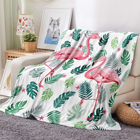 PRICES MAY VARY. Size Information: M-50" X 60" inch, L-60" X 80" inch. Please choose this tropical throw blanket according to your desired size. Flannel Material: This flamingo throw blanket is made of high-quality flannel fabric. It is comfortable, soft, lightweight, warm, wrinkle resistant and prevents fading. Print Design: This flannel fleece blanket adopts high-definition printing technology, and two flamingos and scattered tropical leaves look very lively and cute. It is suitable for person Pineapple Blanket, Flamingo Blanket, Throw Blanket Green, Green Throw Blanket, Plush Throw Blanket, Blanket Cozy, Blanket For Couch, Plush Throw Blankets, Couch Sofa