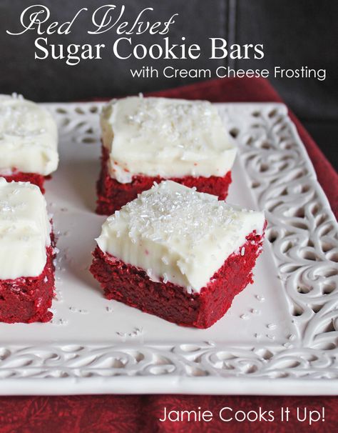 Red Velvet Cookie Bars, Bars With Cream Cheese Frosting, Bars With Cream Cheese, Blue Things, Sugar Cookie Bars, Cake Bars, Cookie Bar Recipes, With Cream Cheese Frosting, Eat Dessert