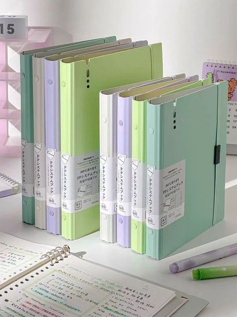 Details ★ Size: A5 (145*206 mm)/ B5 (174*256 mm) ★ Material: Plastic + Paper ★ Inserts: 60 Lined Sheets (120 Pages) Pretty Binders, Cute Stationery Aesthetic, Cute Binders, Stationary For School, B5 Notebook, Loose Leaf Notebook, Studying Stationary, Study Supplies, Notebook Writing