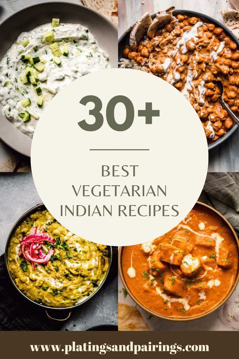 Looking for some great vegetarian Indian recipes? Here are 30+ delicious Indian dishes to try at home! Saag Paneer, Dal, Vindaloo & more! Gujarati Dishes Vegetarian Recipes, Indian Dishes Vegetarian, Vegetarian Recipes Indian, Indian Vegetarian Dinner Recipes, Vegetarian Indian Food, Indian Entree, Vegetarian Indian Recipes, Indian Dinner Recipes, Saag Paneer