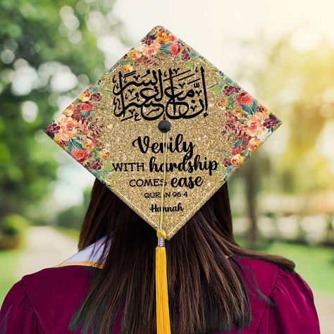 If you're in search of a graduation cap topper that stands out to commemorate your success, look no further. We offer the perfect selection for you, available in three distinct styles: Type 1 features a design crafted from lightweight, sturdy wood, ensuring longevity and the option to preserve it as a memento post-graduation. Type 2 is constructed from clear acrylic, with a print quality that shines brightly and beautifully, adding a dazzling effect to the piece. Type 3 is produced from Card sto Muslim Graduation Cap, Muslim Graduation, Custom Graduation Caps, Graduation Cap Toppers, Graduation Cap Designs, Graduation Post, Grad Cap, Class Of 2024, Graduation Ceremony