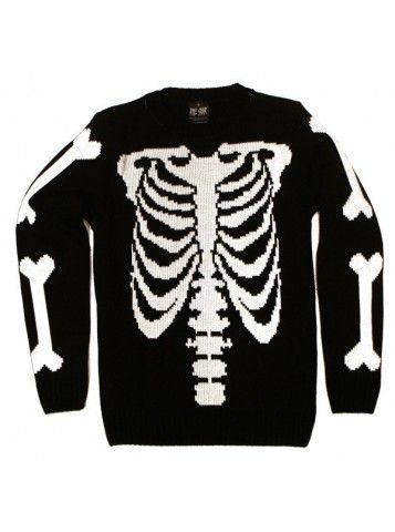 Ribcage knitted sweater by Killstar Co. If anyone wants to know what to get me for Christmas... Skeleton Jumper, Fete Emo, Oc Outfits, Long Sleeve Jumper, Punk Outfits, Embroidered Sweater, Knit Sweatshirt, Japan Fashion, Dream Clothes