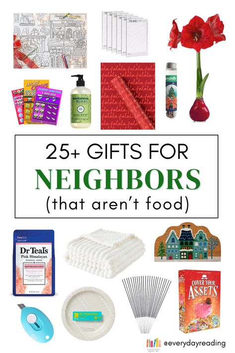 Gifts for neighbors can be tricky to figure out! Check out this list of over 20 neighbor gift ideas that aren't food! Neighbor Christmas Gifts Alcohol, Simple Christmas Gifts For Neighbors, Non Food Neighbor Gifts, New Years Neighbor Gift Ideas, New Year Neighbor Gifts, Cheap Neighbor Gifts, Neighbour Christmas Gift Ideas, Cute Neighbor Christmas Gifts, Non Food Christmas Neighbor Gifts