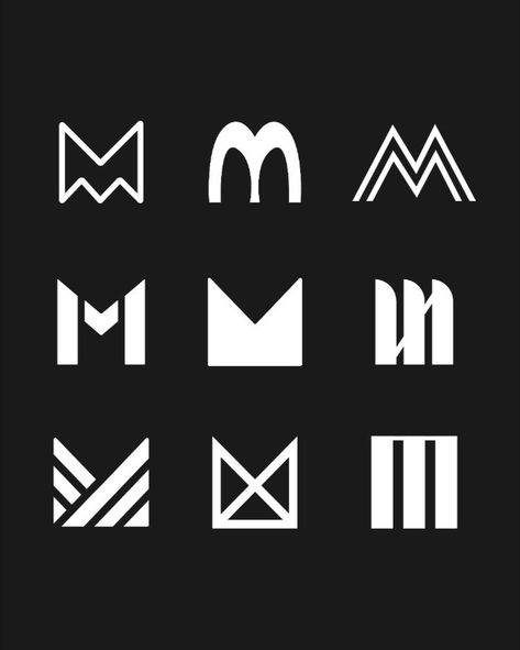 letter m monogram logos for inspiration M Geometric Logo, M Logo Ideas, Mv Monogram, M Graphic Design, Nexus Logo, M Monogram Logo, Letter M Logo Design, Hm Logo, Letter M Monogram