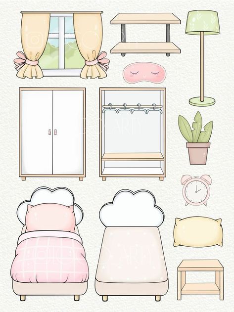 Paper Doll Template House, Paper Dolls Printable House, Doll House Paper Craft, Diy Paper Doll House Free Printable, Paper Duck Room, Cute Paper Dolls Printable, Paper Doll Room, Paper Doll House Printable Templates, Paper Duck House