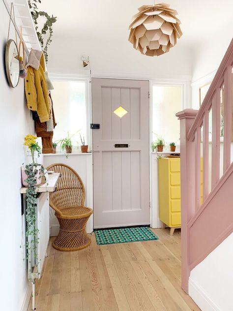 Colourful Entryway, Colourful Hallway, 1930s Home, Wood Floor Repair, Ikea Play Kitchen, Shared Girls Bedroom, Entry Ideas, 1930s House, Deco Boheme