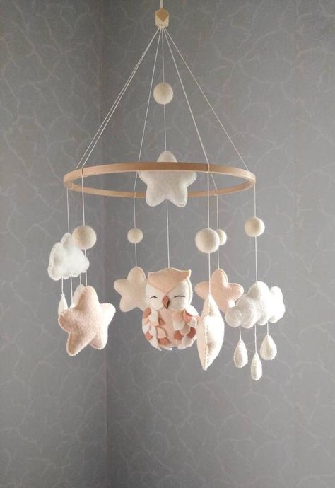 Mobile Birds, Forest Nursery Decor, Felt Star, Woodland Mobile, Baby Mobile Felt, Bird Mobile, Cloud Mobile, Forest Nursery, Star Cloud