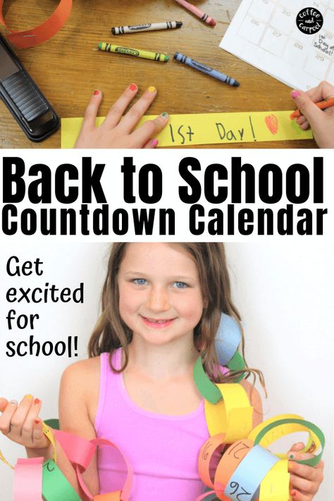 Get kids excited for school with this countdown to back to school paper chain. It's one of the perfect summer activities for kids as summer vacation ends and fall begins. Generate back to school excitement with this back to school craft #backtoschool #paperchain #countdown #countdowncalendar #paperchaincountdown #backtoschoolactivities #summeractivities #backtoschoolexcitement School Readiness Activities, Calendar Skills, School Countdown, Fall Begins, When School Starts, Teachers Appreciation, Paper Chain, Back To School Hacks, Back To School Crafts