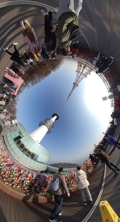 Here's a shot of Namsan Tower in Seoul using a 360 camera Namsan Tower, 360 Degree Camera, Camera Shots, Korea Travel, Game Changer, 360 Degree, I Saw, Seoul, Sydney Opera House