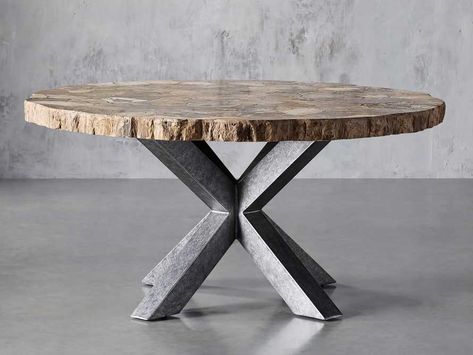 Petra Round Dining Table – Arhaus Quartz Dining Table, Interior Design Dining, Round Dining Table Modern, Arhaus Furniture, Interior Design Dining Room, Circular Table, Stylish Kitchen, Petrified Wood, Wood Dining Table