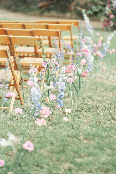 Runner Flowers Wedding, Whimsical Garden Wedding Aisle, Non Floral Aisle Decor, Ground Aisle Flowers, Growing Aisle Flowers, Flowers Lining Aisle Wedding, Flowers In The Ground Wedding, Wedding Flowers For Aisle, Floral Pathway Wedding