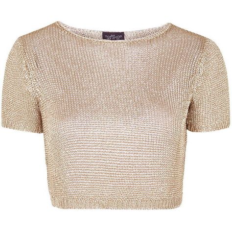 TOPSHOP PETITE Metal Yarn Tee (202600 PYG) ❤ liked on Polyvore featuring tops, t-shirts, shirts, crop tops, blusas, petite, rose gold, petite shirts, crop tee and petite tops Rose Gold Shirt, Shirts Crop Tops, Shirts Crop, Brown Crop Top, Metal Shirts, Gold Shirt, Metal T Shirts, Sweater Vest Women, Knitted Tops