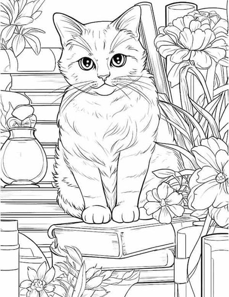 Calico Cat Coloring Page, Witch Colouring Pages, Cats Colouring Pages, Cat Colouring Pages, Cat Coloring Sheet, Cat Pictures To Color, Cat Coloring Pages For Adults, Cat Coloring Pages Free Printable, Coloring Pages Cat