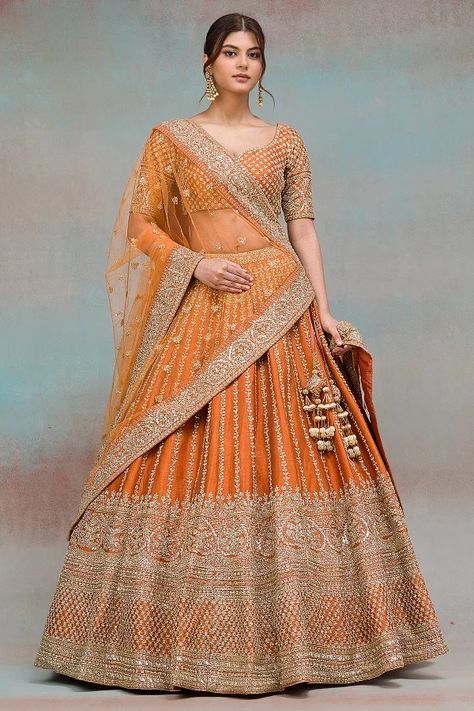 Designer Wedding Lehenga Online Shopping At Best Price | Samyakk Bridal Lehenga 2023 Collection, Orange Lehenga Bridal, Orange Wedding Lehenga, Orange Lengha, Orange Bridal Lehenga, Yellow Bridal Lehenga, Yellow Lengha, Golden Bridal Lehenga, Imvu Textures