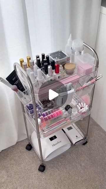 At Home Nail Organization, Nail Cart Organizer Ideas, Nail Organization Ideas At Home, Nail Organization Ideas, Nail At Home, Nail Organization, Builder Gel Nails, At Home Nails, Nail Polish Organizer