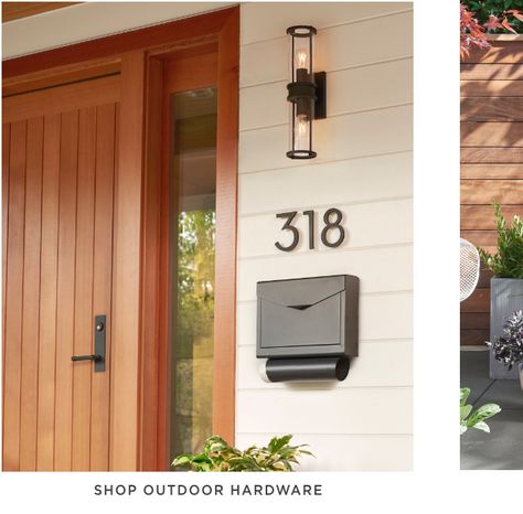 Classic American Lighting and House Parts | Rejuvenation Mailbox On House, Porch Mailbox, Diy Mailbox, Door Planter, Stair Hardware, Office Storage Furniture, Outdoor Doors, Wall Mount Mailbox, Modern House Number