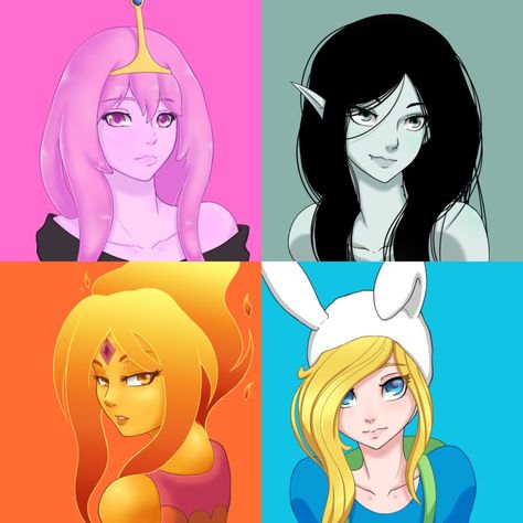 Marceline Princess Bubblegum Fiona Flame Princess Adventure Time Bonnibel Bubblegum, Adventure Time Flame Princess, Bubblegum Marceline, Adventure Time Fionna, Marceline And Princess Bubblegum, Princess Adventure, Flame Princess, Adventure Time Finn, Princess Bubblegum