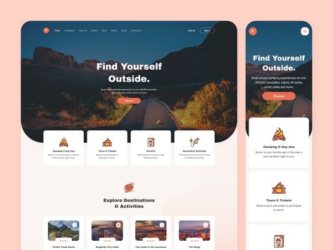 Gallery Page Design, Camping Website, Webpage Design Layout, Desain Ux, 블로그 디자인, Travel Website Design, Web Design Websites, Ui Ux 디자인, Website Design Inspiration Layout