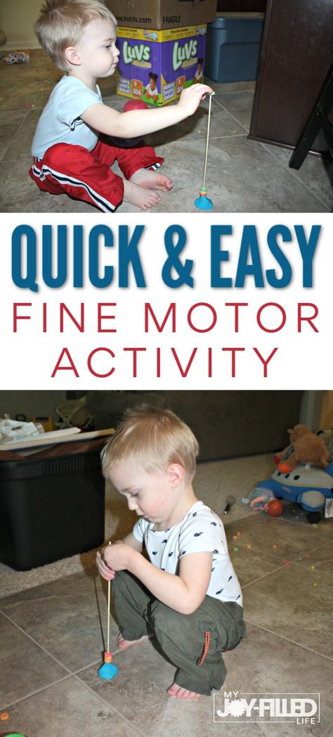 If you need an easy activity to occupy your toddler or preschooler, you can pull this fine motor activity together quickly with simple supplies. #finemotorskills #toddleractivity Toddler Activities Under 2, Fine Motor Activities For Toddlers, Motor Activities For Toddlers, Indoor Toddler Activities, Toddler Fine Motor Activities, Prewriting Skills, Preschool Fine Motor Activities, Indoor Activities For Toddlers, Fine Motor Activity