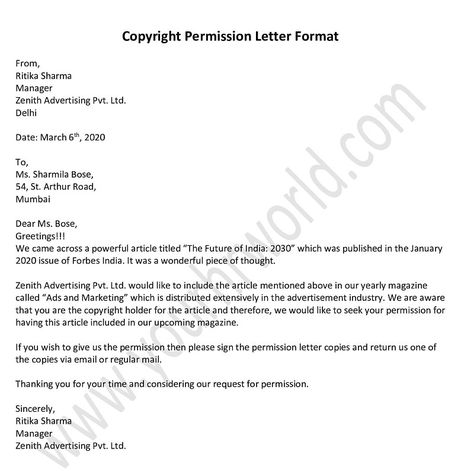 Sample Request for Copyright Permission Letter. copyright authorization letter, Permission Letter Template Permission Letter Sample, Business Letter Sample, Authorization Letter, Future Of India, No Experience Jobs, Business Letter, Letter Format, Cover Letters, Letter Sample