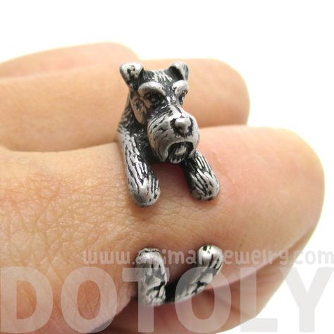 Miniature Schnauzer Shaped Animal Wrap Ring in Silver | size 6 Miniature Schnauzer Black, White Miniature Schnauzer, Schnauzer Breed, Schnauzer Mix, Schnauzer Art, Miniature Schnauzer Puppies, Schnauzer Dog, Schnauzer Puppy, Popular Dog Breeds