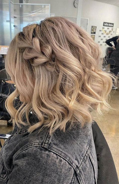 Bridesmaid Hair Inspo, Formal Hairstyles For Short Hair, Guest Hair, Bridesmaid Hair Makeup, How To Curl Short Hair, Prom Hairstyles For Short Hair, Hoco Hairstyles, Hairdos For Short Hair, Bridesmaid Hair Short