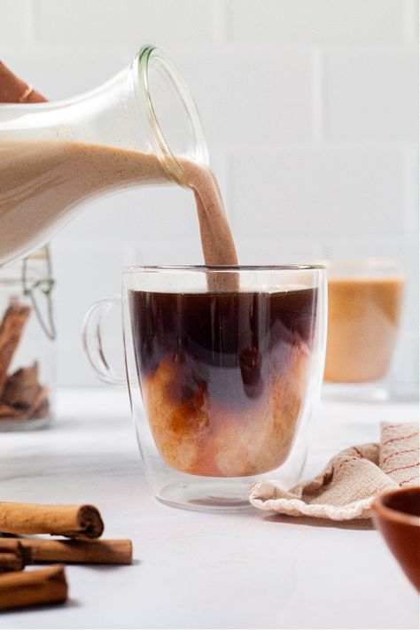 Cinnamon Roll Coffee Creamer Cinnamon Roll Coffee Creamer, Cinnamon Roll Coffee, Thyroid Recipes, Cinnamon Apple Chips, Flavored Coffee Creamer, Real Food Diet, Homemade Coffee Creamer, Coffee Creamers, Creamer Recipe