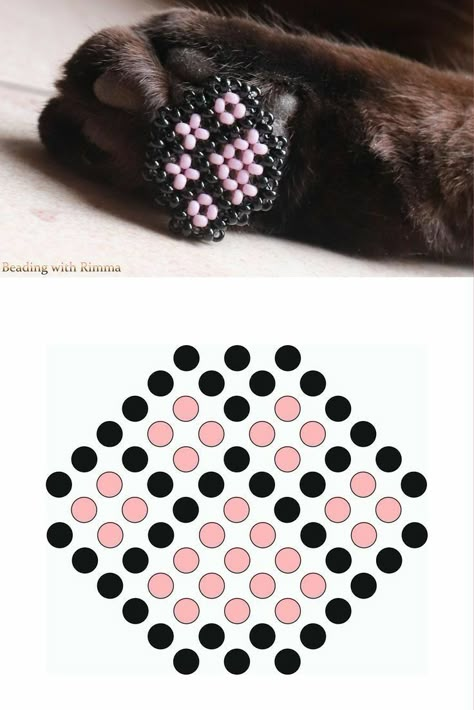 Diy Wire Jewelry Rings, Diy Beaded Rings, Beads Craft Jewelry, Paw Pattern, Cat Bead, Diy Bags Patterns, Diy Jewelry Unique, Bead Charms Diy, Bead Loom Bracelets