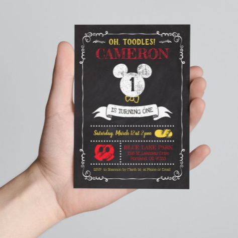 Mickey Mouse Icon Chalkboard 1St Birthday Invitation #zazzle #weddinginvitations #birthdayinvitations #babyshowerinvitations #zazzleinvitations #monogram #businesscards #graduation #homedecor Mickey Mouse Icon, Mickey Mouse Themed Birthday Party, Mickey Mouse Birthday Invitations, Chalkboard Birthday, Birthday 1st, Mouse Icon, Mickey Mouse Clubhouse Birthday, Disney Princess Birthday, Photo Birthday Invitations