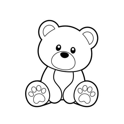 Black And White Stencil, Baby Black Bear, Bear Stencil, Teddy Bear Cartoon, Bear Sitting, Teddy Bear Clipart, Bear Tattoos, White Teddy Bear, Bear Clipart