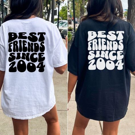 Best Friends Shirt Welcome to our shop!   Please note the models shown in the pictures are wearing 1 or 2 sizes up, if this is your desired look, please keep sizing in mind.   All styles shown feature Comfort Colors C1717 an ultra-soft pigment dyed shirt featuring a comfy relaxed feel with 100% Cotton. Other details   .: 100% ring-spun cotton .: Heavy fabric (6.1 oz/yd² (206.8 g/m .: Relaxed fit .: Sewn-in twill label If you need any helping placing an order, please message me and I will be more Best Friend Shirts Funny Matching, Matching Shirts For 4 Best Friends, Best Friends Tshirt Designs, Bff Tshirt Ideas, Bestie Tshirt Ideas, Matching Bestie Shirts, Bestie Shirt Ideas, Photo Ideas For 2 Friends, Matching T Shirts Friends