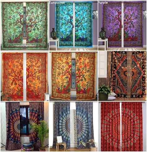 Rag Curtains, Hippie Curtains, Rideaux Boho, Curtains Material, Mandala Curtains, Indian Curtains, Curtains Door, Mandala Duvet Cover, Wedding Doors